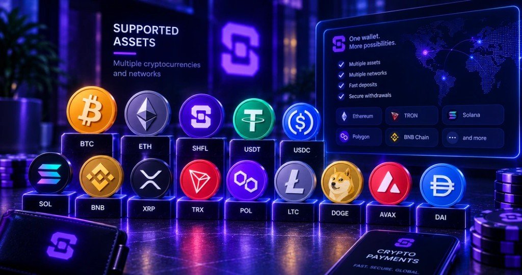 Supported Shuffle cryptocurrencies and networks