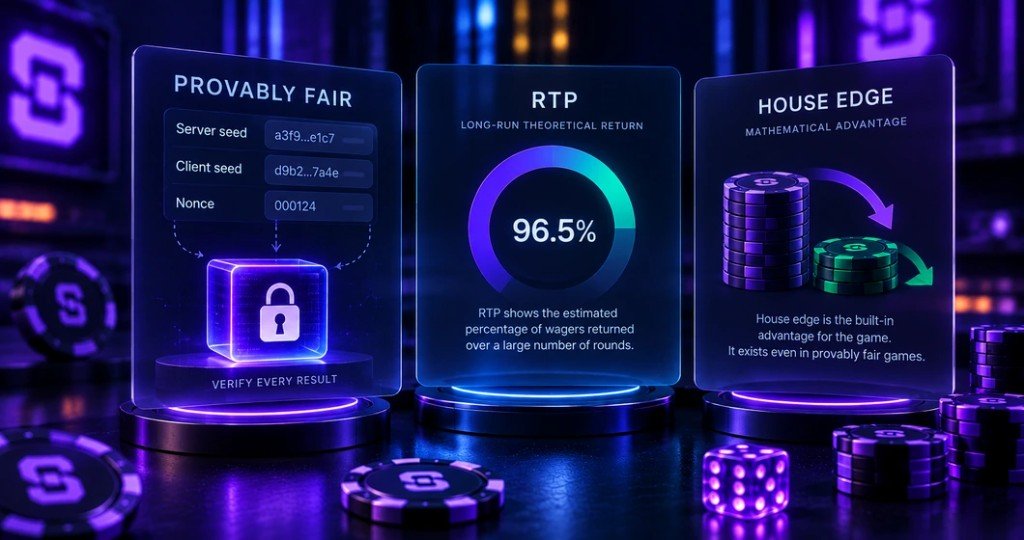 Provably fair verification, RTP and house edge at Shuffle