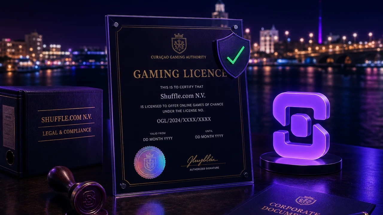 Shuffle gaming licence, Curaçao regulator seal and company records