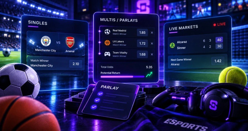 Shuffle sportsbook singles, parlays and live markets